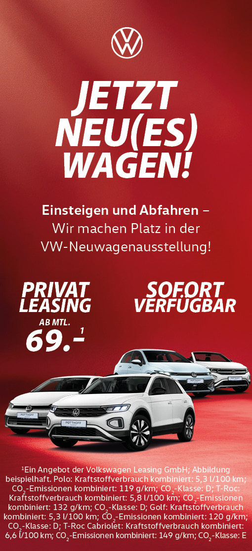 Wir machen Platz in der VW-Neuwagenausstellung!