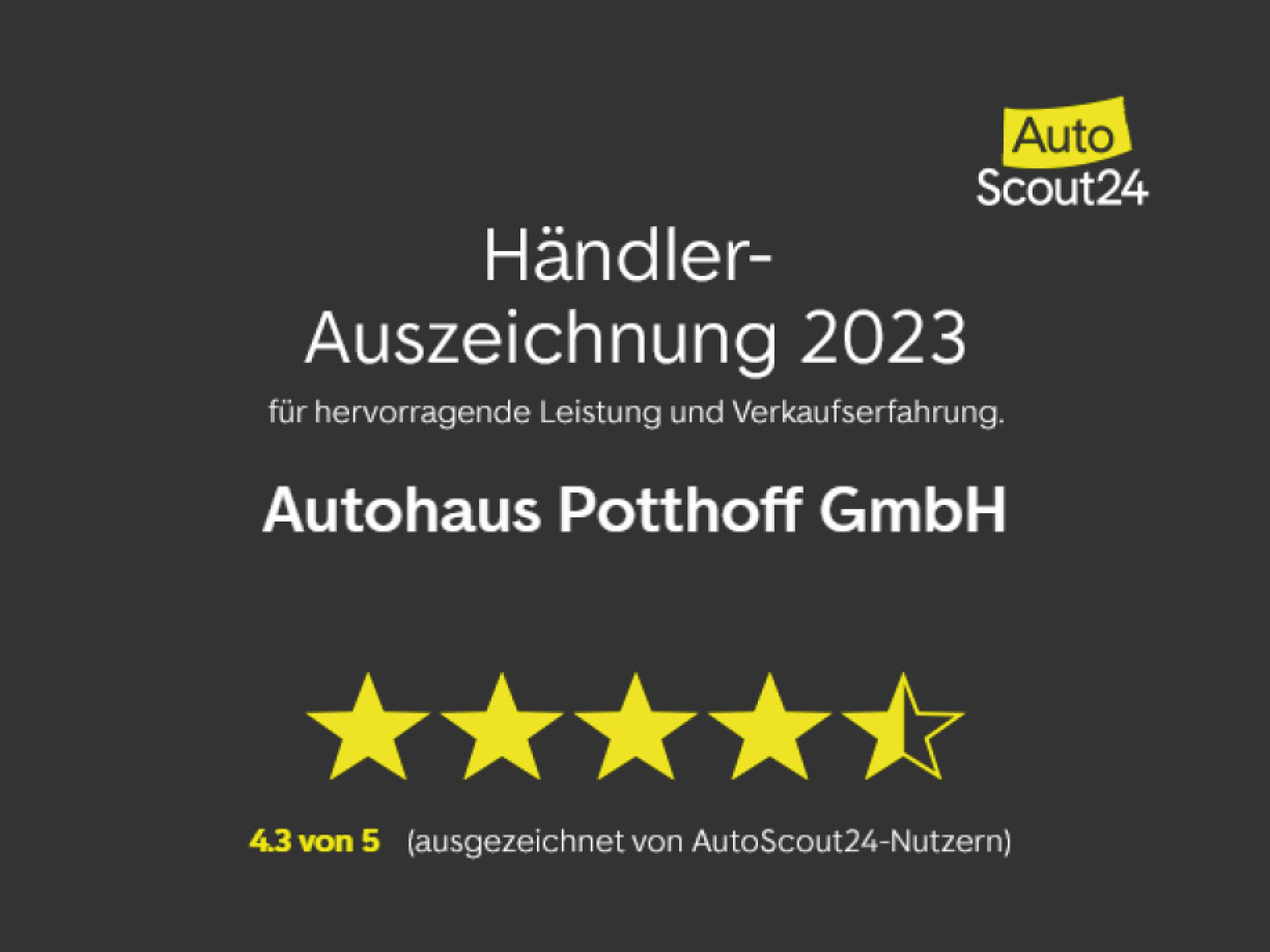 Nutzer-Award: Autohaus POTTHOFF zählt zu den besten Autohäusern Deutschlands