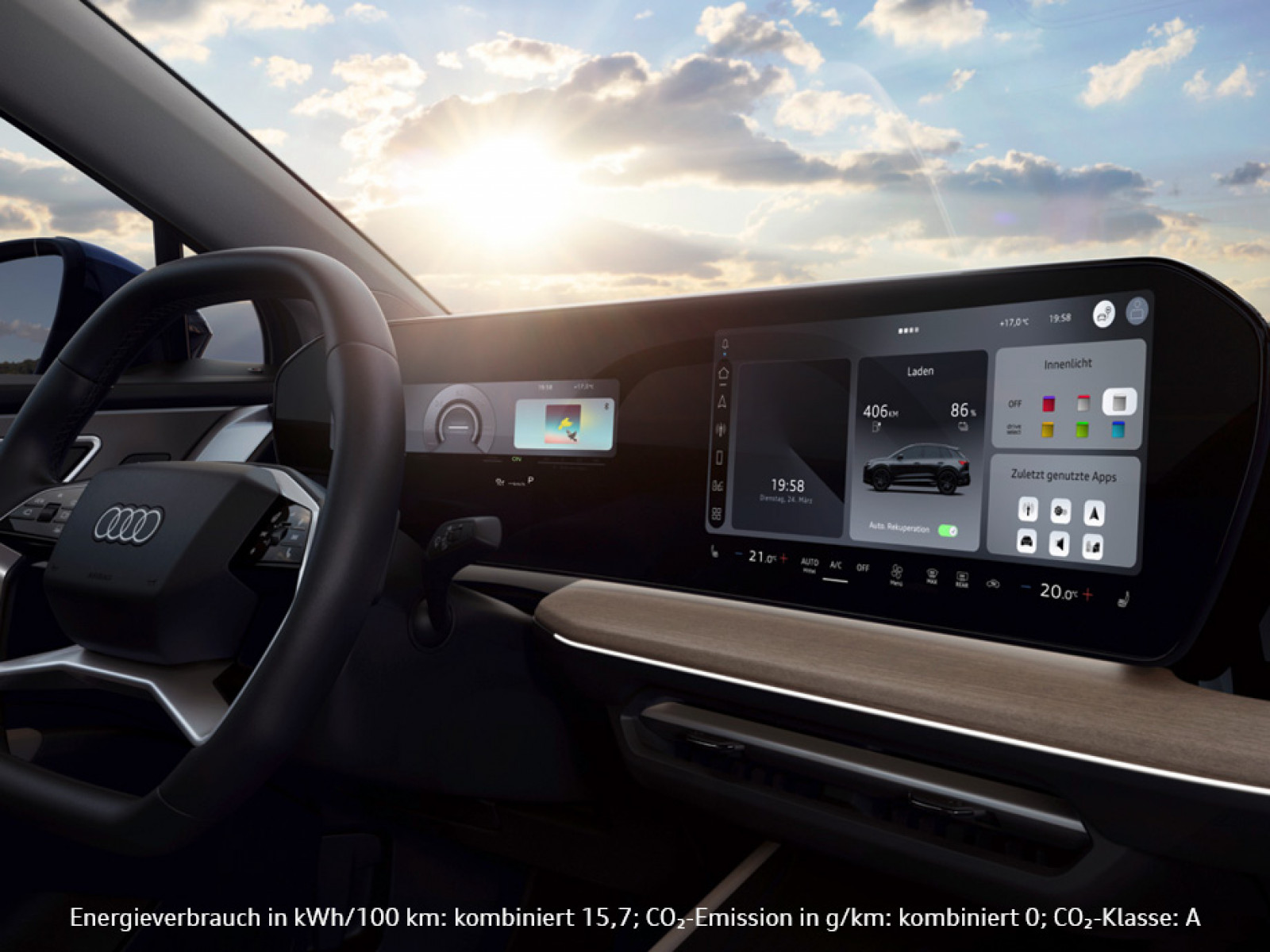Illustration: Der neue Audi Q4 e-tron, ab 249,- €¹ mtl. bei POTTHOFF. Jeder Moment ein Upgrade.