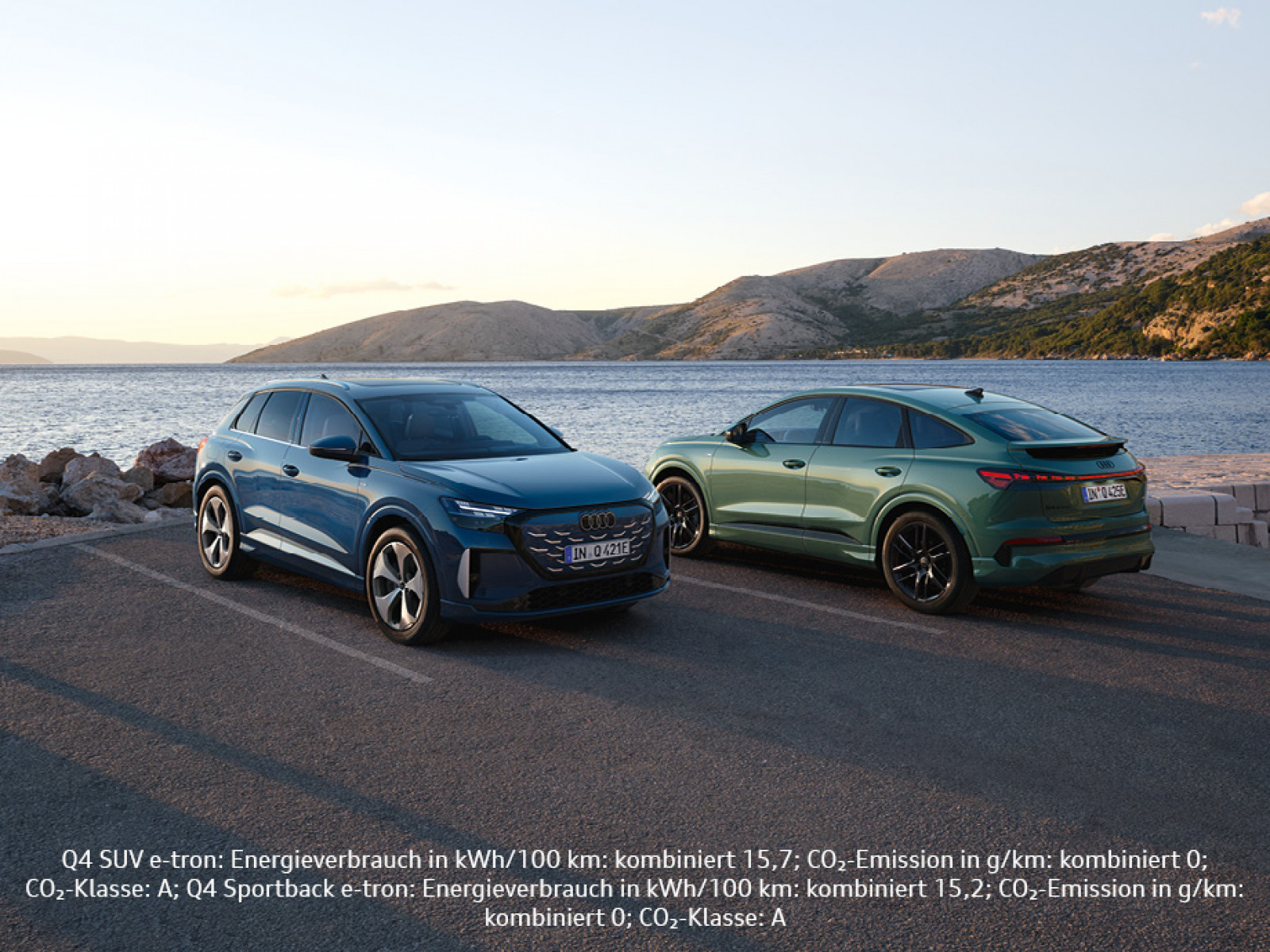 Illustration: Der neue Audi Q4 e-tron, ab 249,- €¹ mtl. bei POTTHOFF. Jeder Moment ein Upgrade.