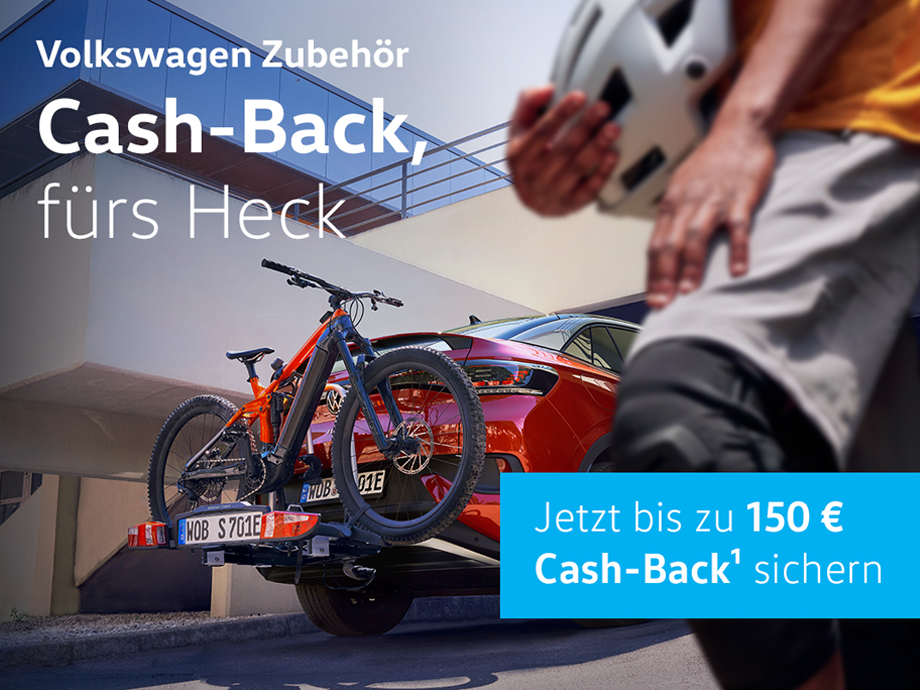 Sichern Sie sich bis zum 31.05.2023 einen Cash-Back bis zu 150,- €¹ auf Anhängevorrichtung oder dem passenden Fahrradträger.