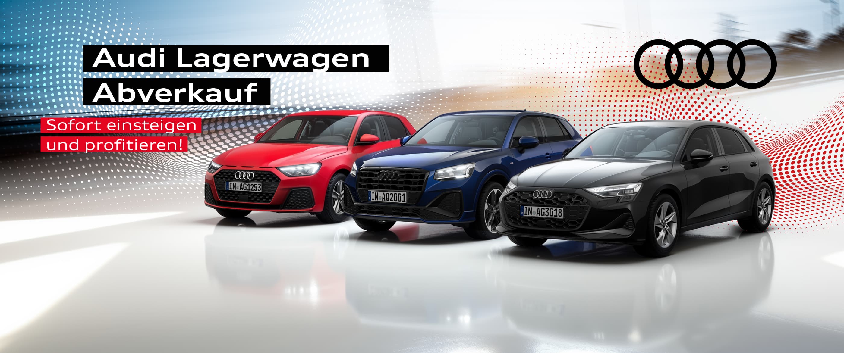 Herobild: Der große Audi Lagerwagen Abverkauf. Jetzt günstig einsteigen und Audi erleben!
