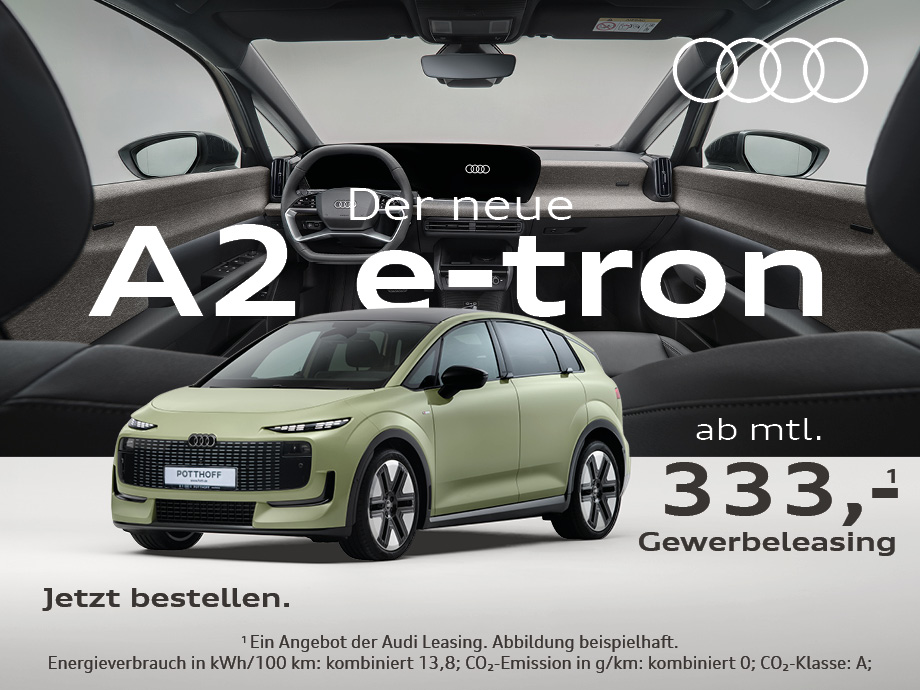 Bis ins Detail durchdacht. Der neue Audi A2 e-tron. Jetzt bestellen ab 333,- €¹ mtl.