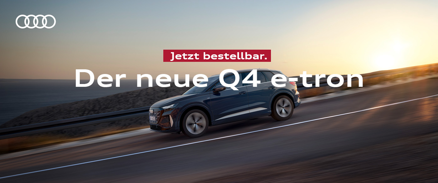 Herobild: Der neue Audi Q4 e-tron, ab 249,- €¹ mtl. bei POTTHOFF. Jeder Moment ein Upgrade...