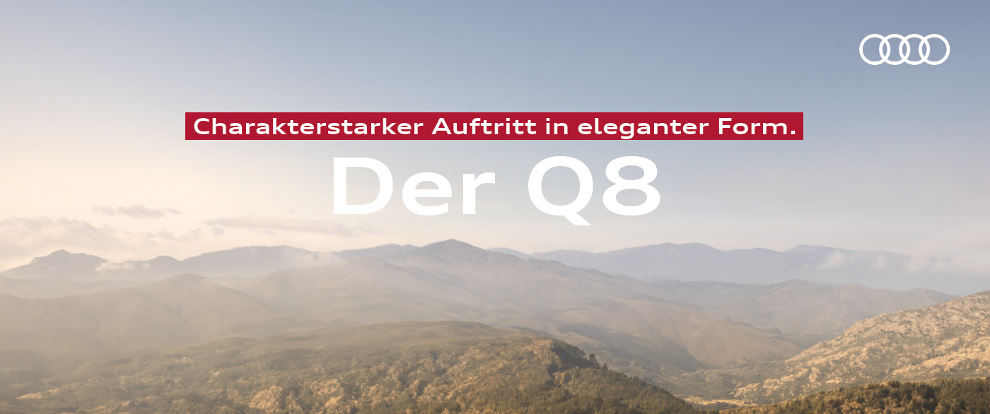Luxus, Kraft und quattro ab 599,- €¹ im Gewerbeleasing – der Audi Q8 macht’s möglich!
