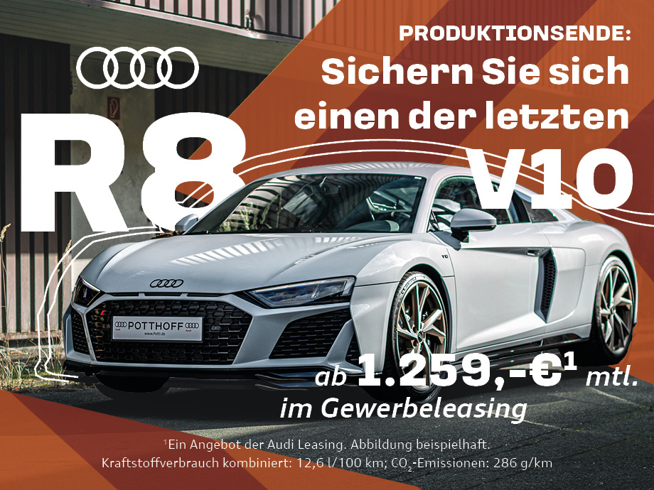 Audi R8 V10 RWD im Leasingknaller für 1.259,- €¹! Pure Performance mit 570 PS für Gewerbekunden.