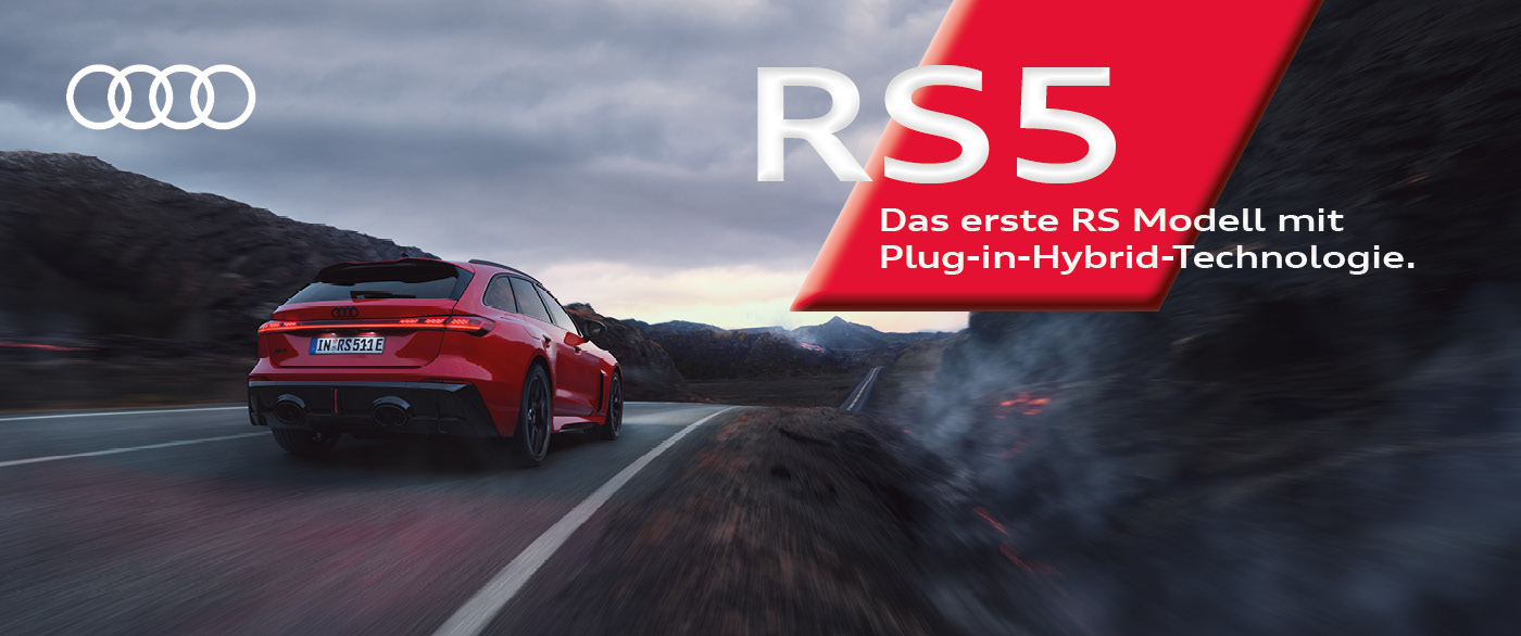 Herobild: Der neue Audi RS 5 Avant¹ und RS 5 Limousine². Boost your drive im Autohaus POTT...