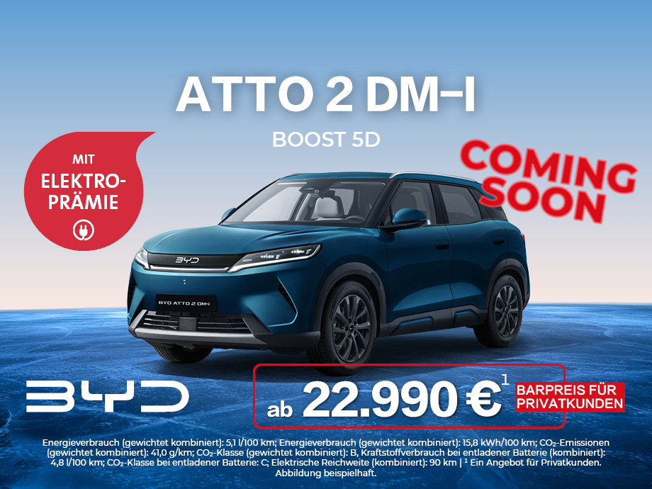 BYD ATTO 2 DM-i Boost bei POTTHOFF – Hybridpower, die weiter denkt. Jetzt einsteigen.