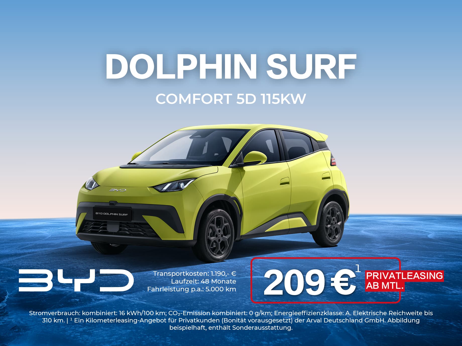 Illustration: Träume fahren elektrisch. Jetzt bei POTTHOFF mit dem neuen BYD DOLPHIN SURF.
