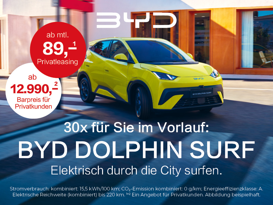 Illustration zur Abbildung des Angebotes: Der BYD Dolphin Surf ab 89,- €¹ bei POTTHOFF – Ein...