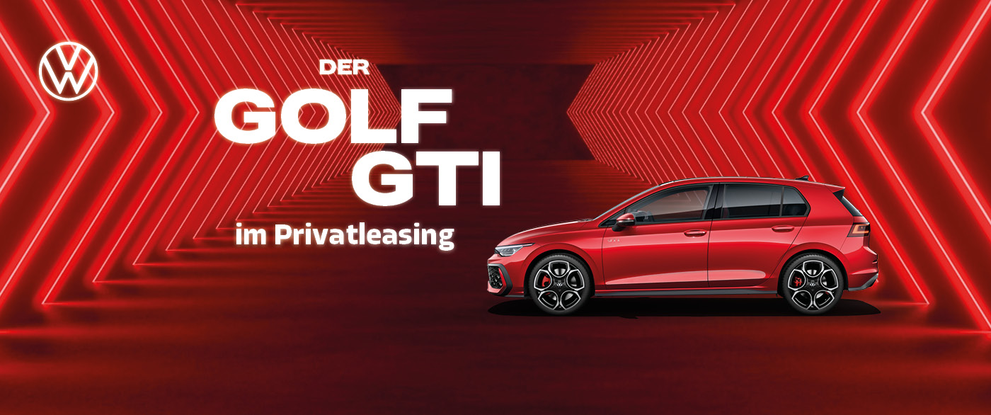 Herobild: Der Golf GTI im Privatleasing ab mtl. nur 199,- €¹ – Purer Fahrspaß, der Blicke...