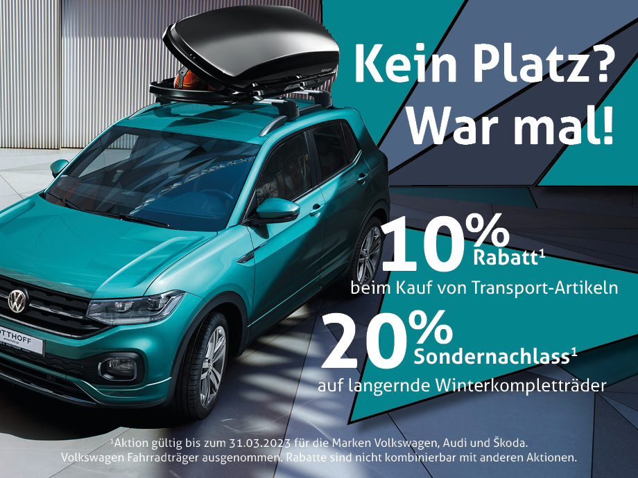 Sichern Sie sich 10 % Rabatt auf Transport-Artikel und 20 % Nachlass auf lagernde Winterkompletträder!