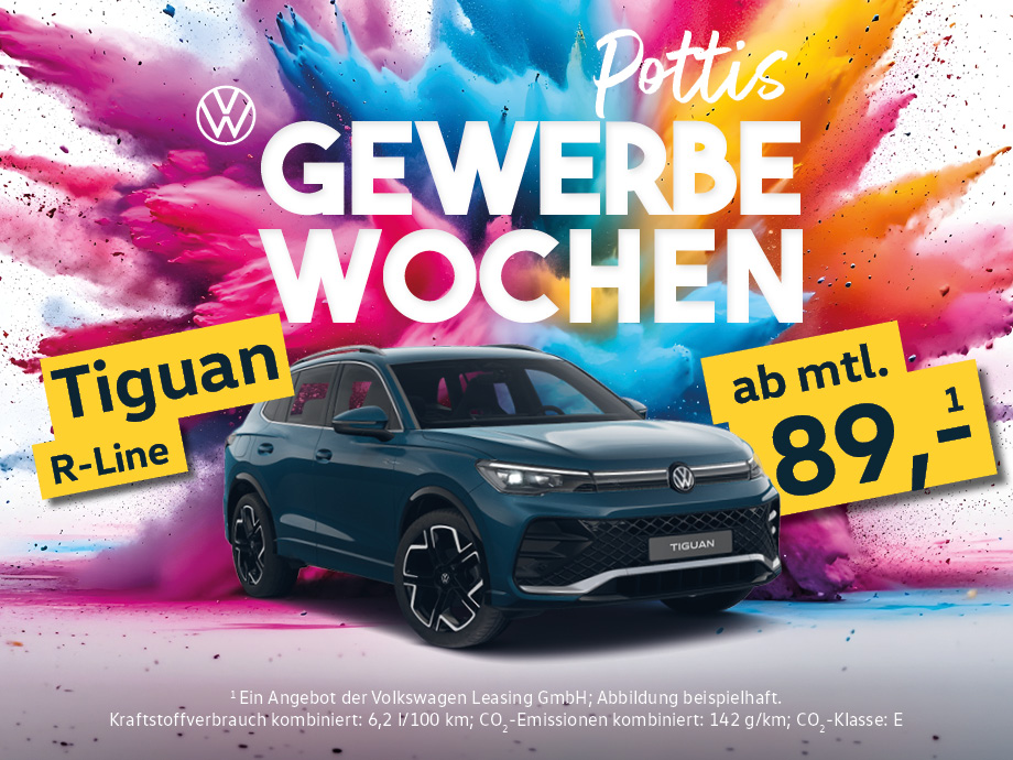 Starke Angebote für starke Unternehmen. Jetzt einsteigen und den VW Tiguan R-Line schon ab...
