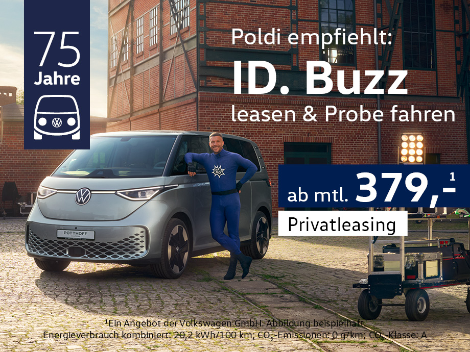 Poldis Spielzug: der ID. Buzz – jetzt ab 379,- € mtl. im Privatleasing