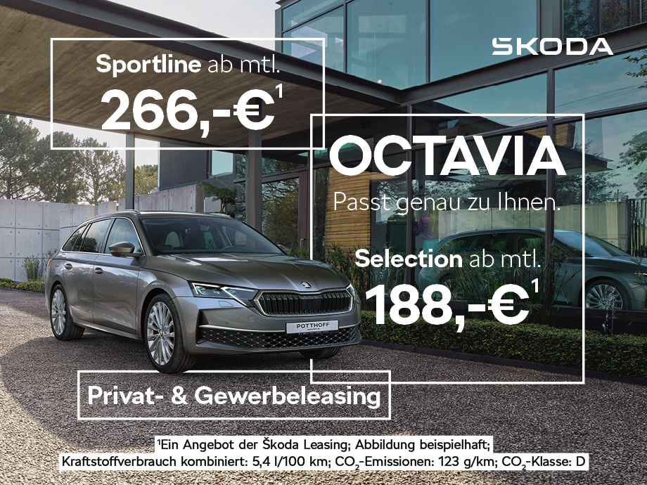 Leasen Sie den Bestseller von Škoda bereits ab 188,- € mtl.¹ – Der Octavia als Ihr perfekter Begleiter.