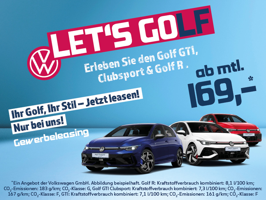 Nutzen Sie jetzt die Chance auf unser Golf-Gewerbeleasing ab nur 169,- € mtl.¹
