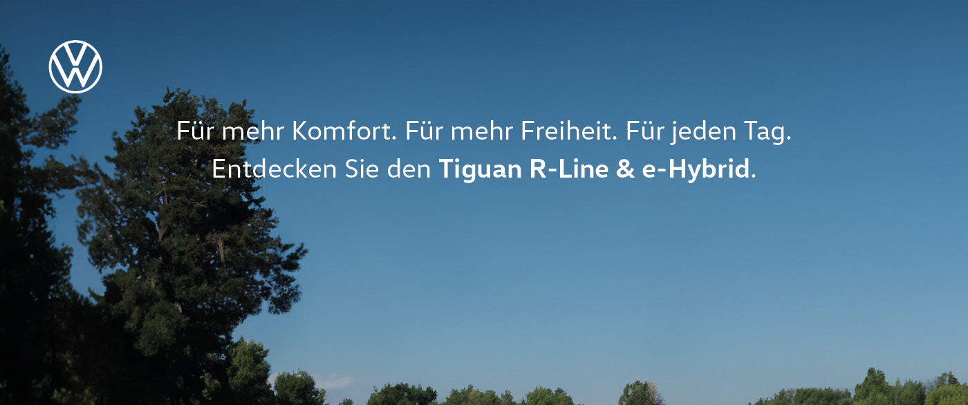 Nur für kurze Zeit: Der neue Tiguan R-Line und e-Hybrid ab 149,- €¹ mtl. im Gewerbeleasing
