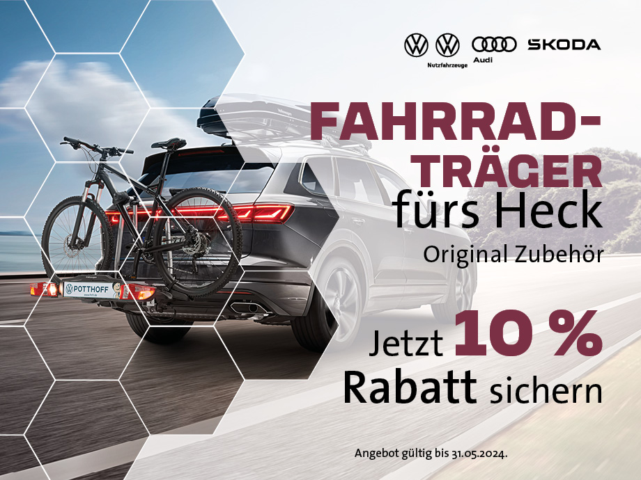 Jetzt 10 % Rabatt beim Kauf auf sofort verfügbare Fahrradträger bei POTTHOFF in Hamm.