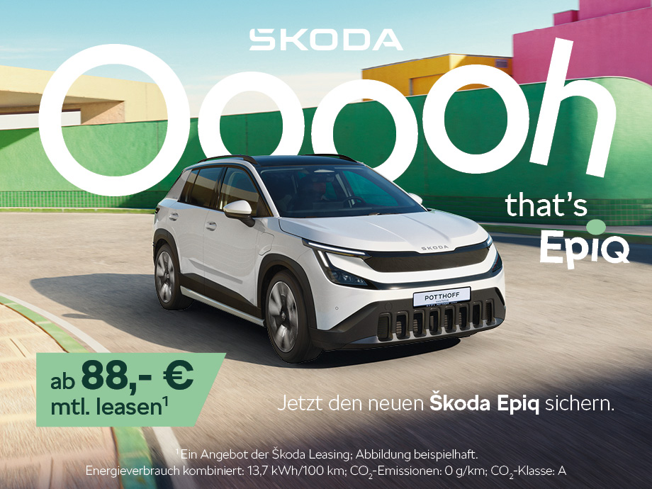 E-Prämie nutzen, denn jetzt wird es Epiq. Der neue Škoda Epiq im Privatleasing schon ab ep...