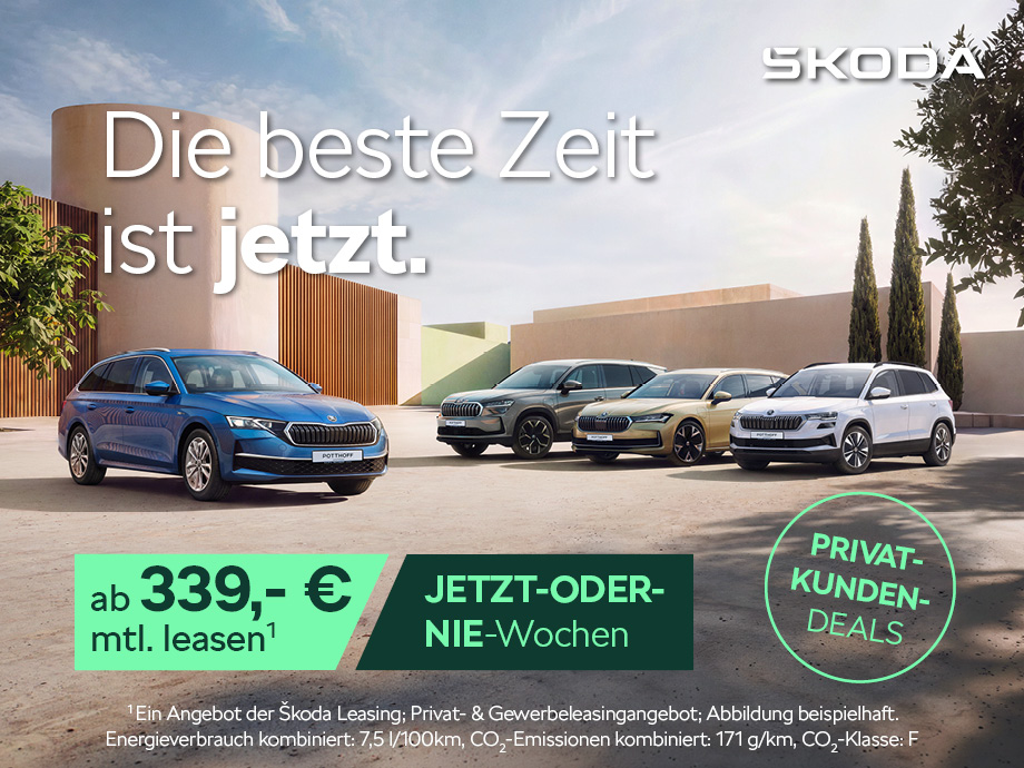Die beste Zeit ist jetzt. Profitieren Sie von unseren Privatleasing-Deals in den Škoda JET...