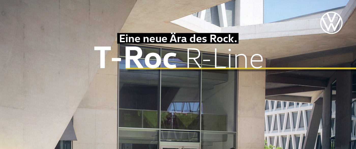 Herobild: T-Roc R-Line ab 189,- €¹ mtl. – Mehr Fahrspaß. Mehr Ausstattung. Und maximal spo...