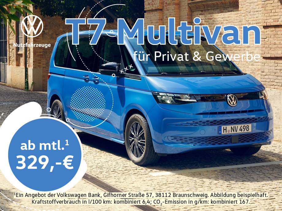 Volkswagen T7 Multivan besonders günstig finanzieren – sichern Sie sich den Allrounder ab 329,- € mtl.¹