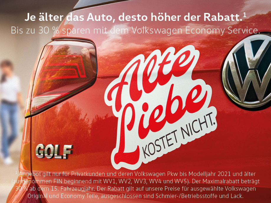 Illustration zur Abbildung des Angebotes: Volkswagen Economy Service Rabattaktion – Je älter...