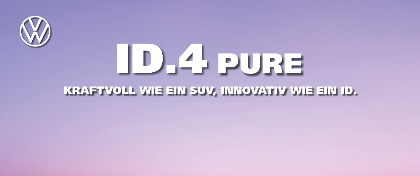 Herobild: Vollelektrisch. Vielseitig. Und sehr viel Platz. Entdecken Sie den ID.4 ab 219,-...