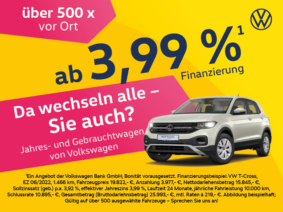VW Gebrauchtwagen-Start – ab 3,99 % Finanzierung auf über 500x Gebrauchtwagen! Diese riesen Auswahl an Volkswagen finden Sie nur in Hamm.
