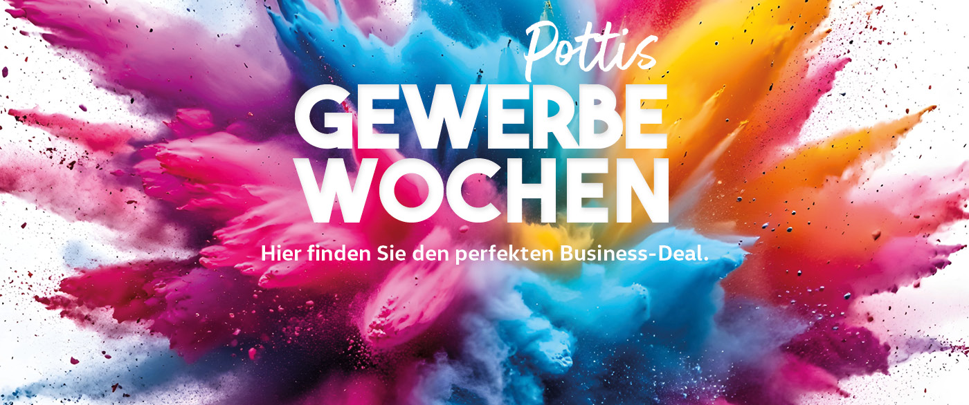 Herobild: Die VW Gewerbewochen bei POTTHOFF. Sichern Sie sich den VW T-Roc Life oder VW Go...