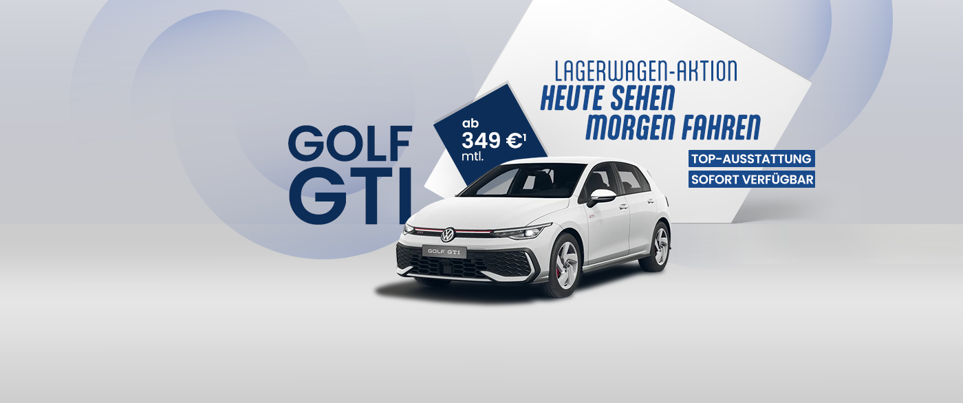 Herobild: Der VW Golf GTI als Lager-Neuwagen für 349,- €¹ bei POTTHOFF!