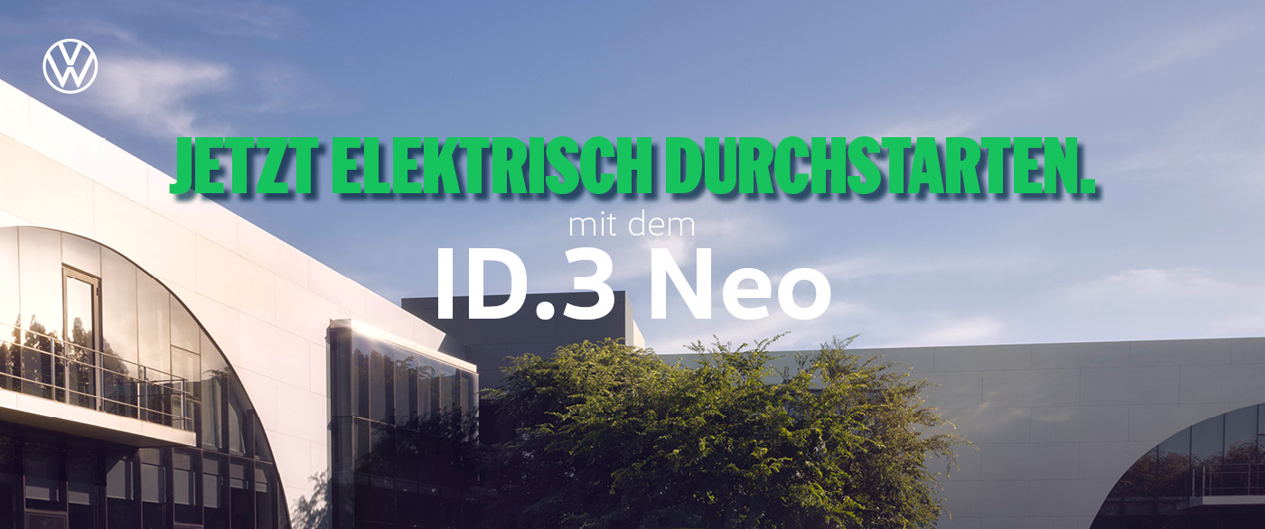 Herobild: Weniger tanken. Mehr fahren. Der VW ID.3 Neo im Privatleasing schon ab 249,- €¹...
