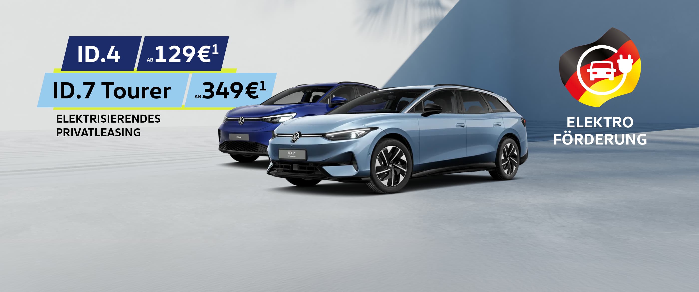 Herobild: Der VW ID.4 und ID.7 Tourer bei POTTHOFF – Elektrisierende Angebote für Ihren Al...