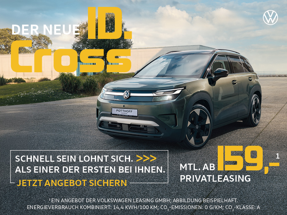 Die Zukunft steht vor der Tür. Der neue VW ID. Cross im Privatleasing schon ab 159,- €¹ mt...