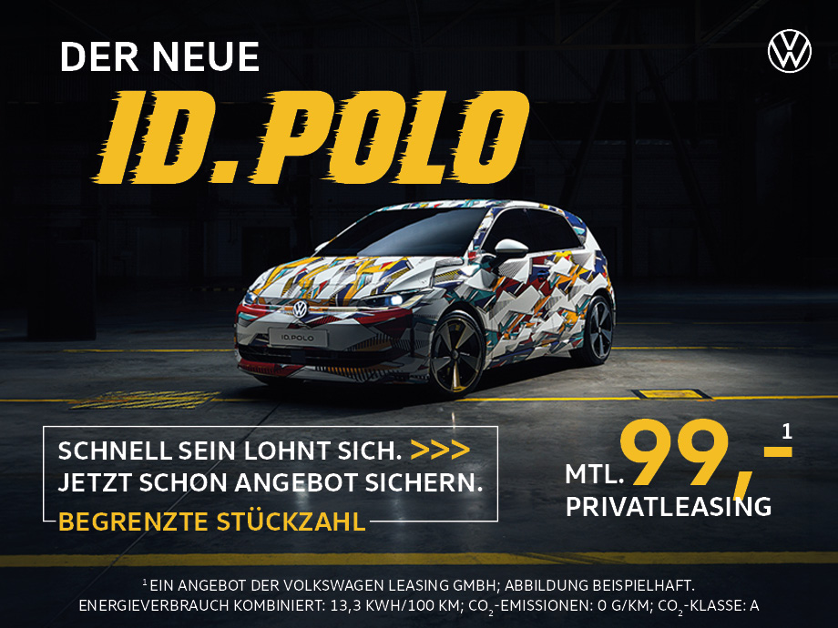 WELTPREMIERE: Der VW ID. Polo – jetzt schnell sein und als einer der Ersten fahren, für 99...