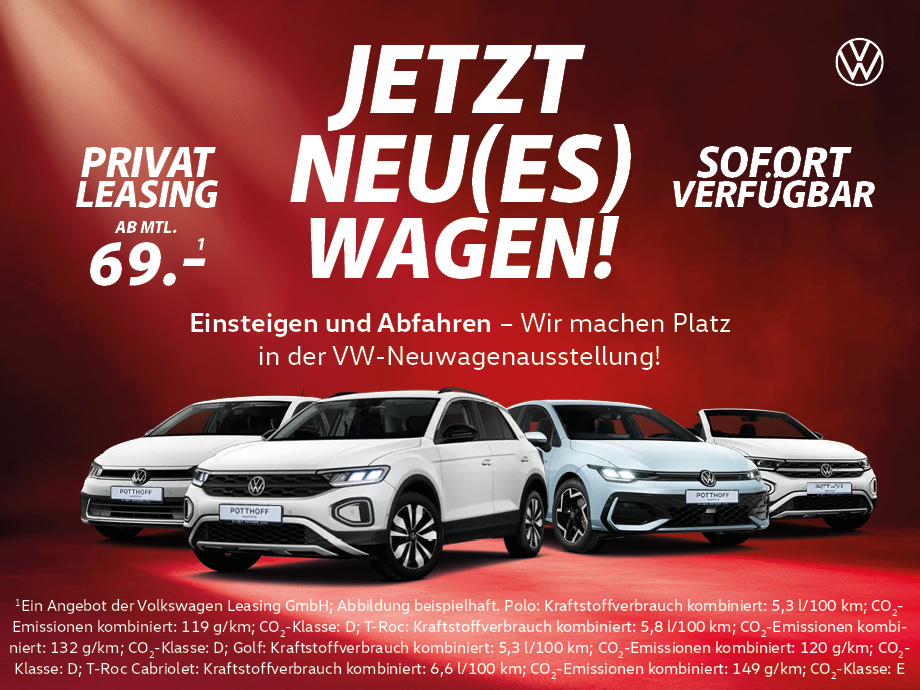 Einsteigen und Abfahren – Wir machen Platz in der VW-Neuwagenausstellung!