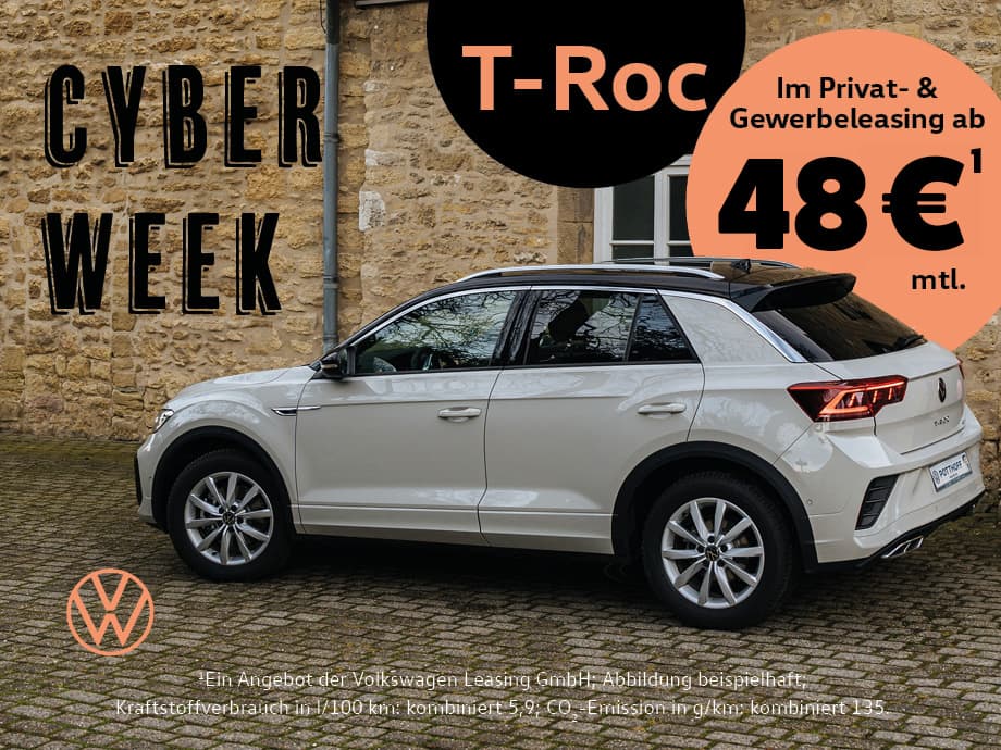 VW T-Roc zum einmaligen Preis für Privat- und Gewerbekunden  – ab 48,- € mtl.¹ Jetzt zuschlagen!