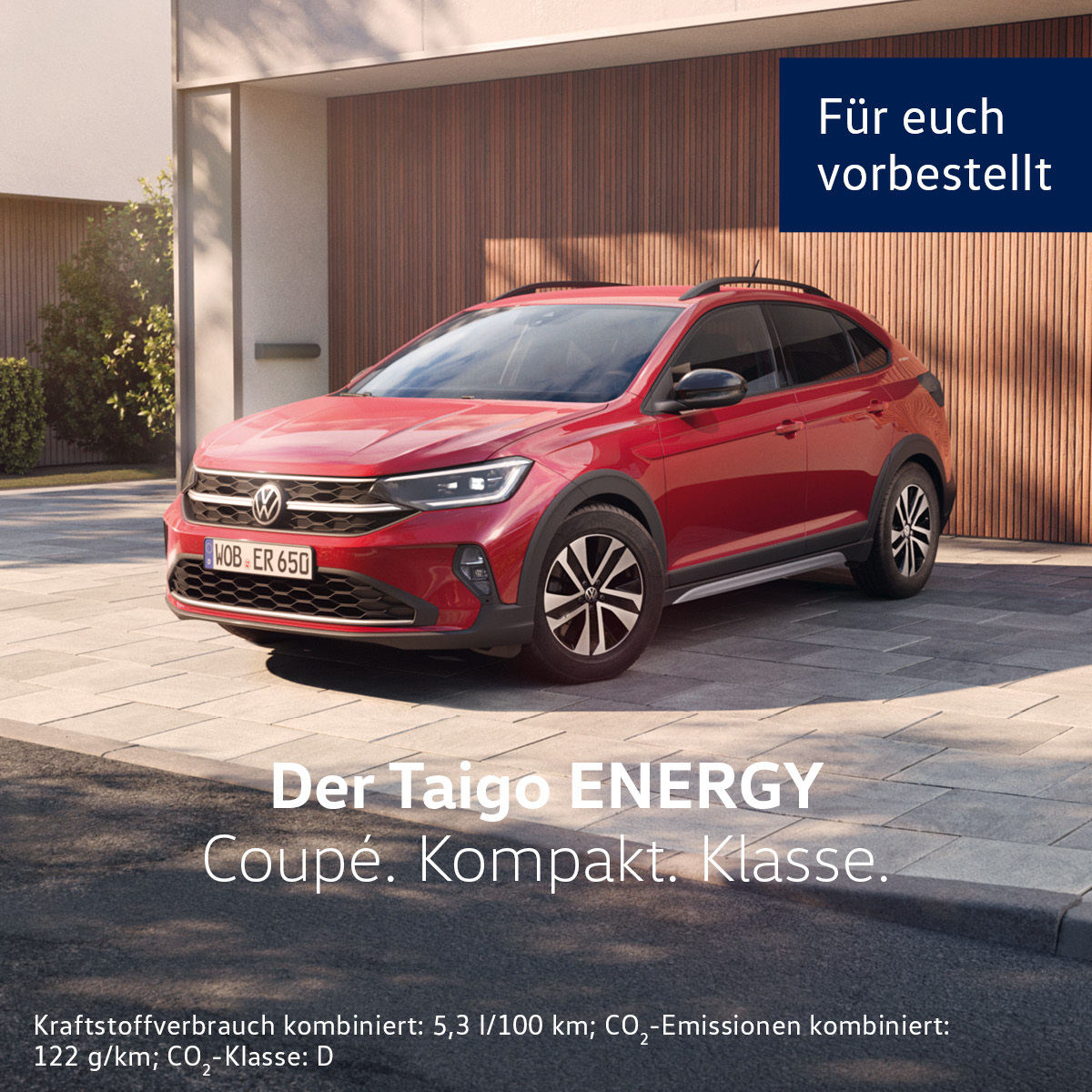 Illustration: Coupé. Kompakt. Klasse. Der VW Taigo als ENERGY Sondermodell im Privatleasing, f...