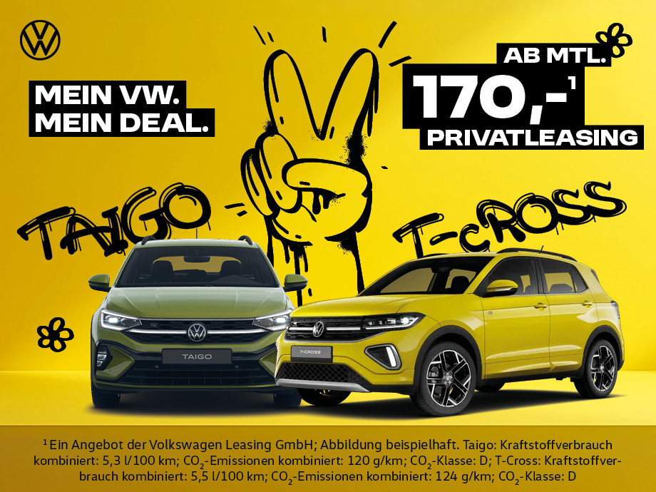 Der VW Taigo und T-Cross Life im Privatleasing ab 170,- €¹ bei POTTHOFF!