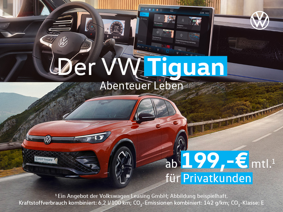 Abenteuer Leben mit dem Tiguan R-Line im Privatleasing schon ab 199,- €¹ mtl.