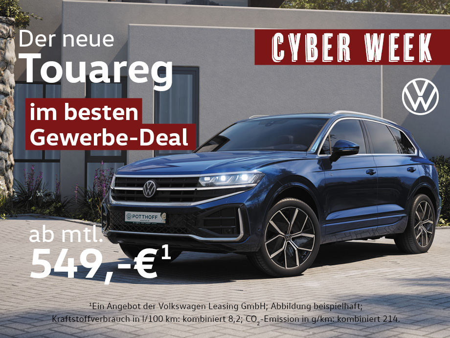 VW Touareg sofort verfügbar in verschiedenen Farben – jetzt ab 749,-€ mtl.¹ im Gewerbeleasing!