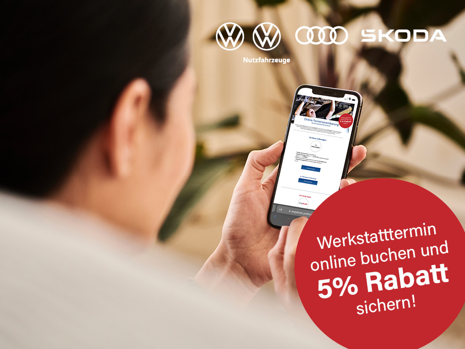 Buchen Sie Ihren Werkstatttermin online und sichern Sie sich 5 % Rabatt!