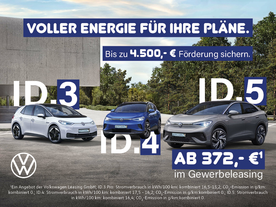 Wir haben da eine IDee für Sie! Vollelektrisch fahren und Förderung mitnehmen – wir haben sie alle sofort verfügbar.