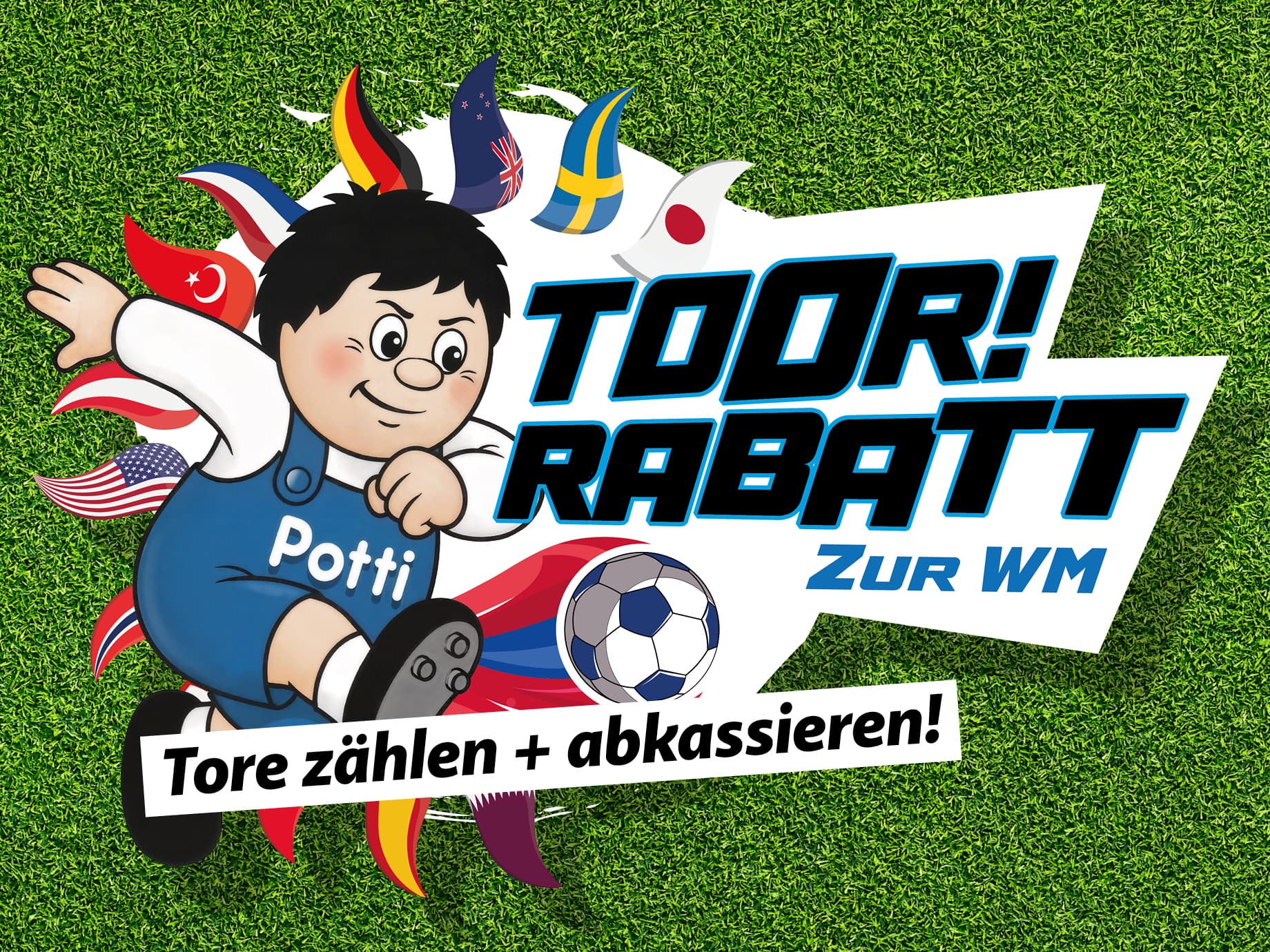 Illustration zur Abbildung des Angebotes: Anpfiff zur Rabattaktion! Tore zählen + abkassiere...